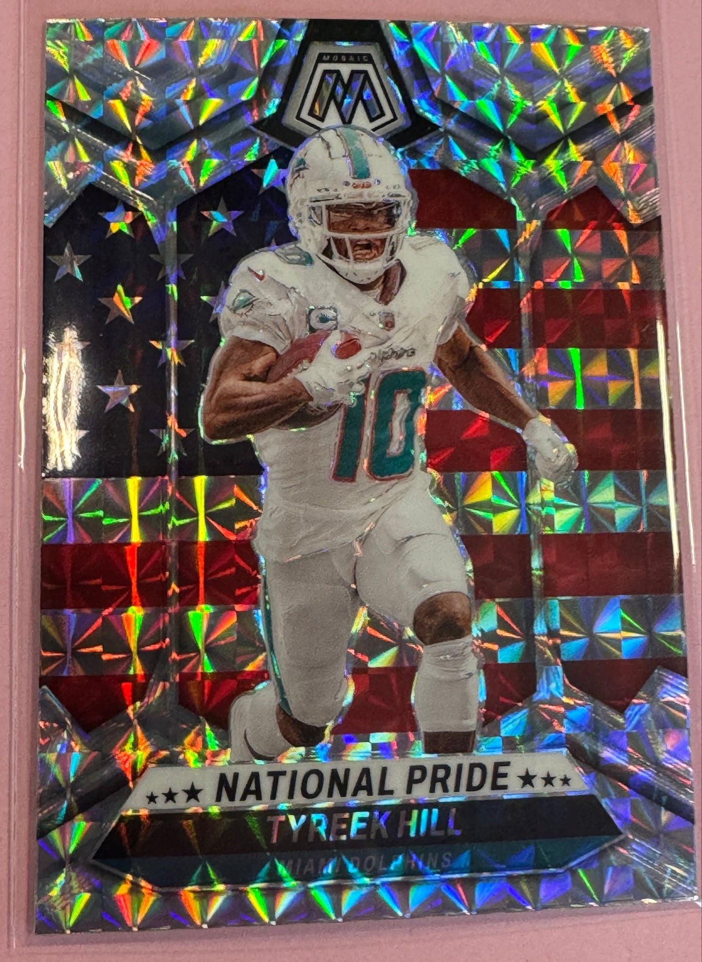 2024 Panini Mosaic Tyreek Hill #261 Dolphins National Pride Silver Mosaic