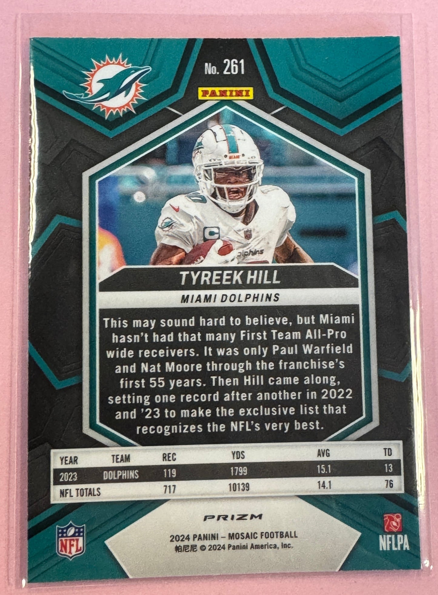 2024 Panini Mosaic Tyreek Hill #261 Dolphins National Pride Silver Mosaic