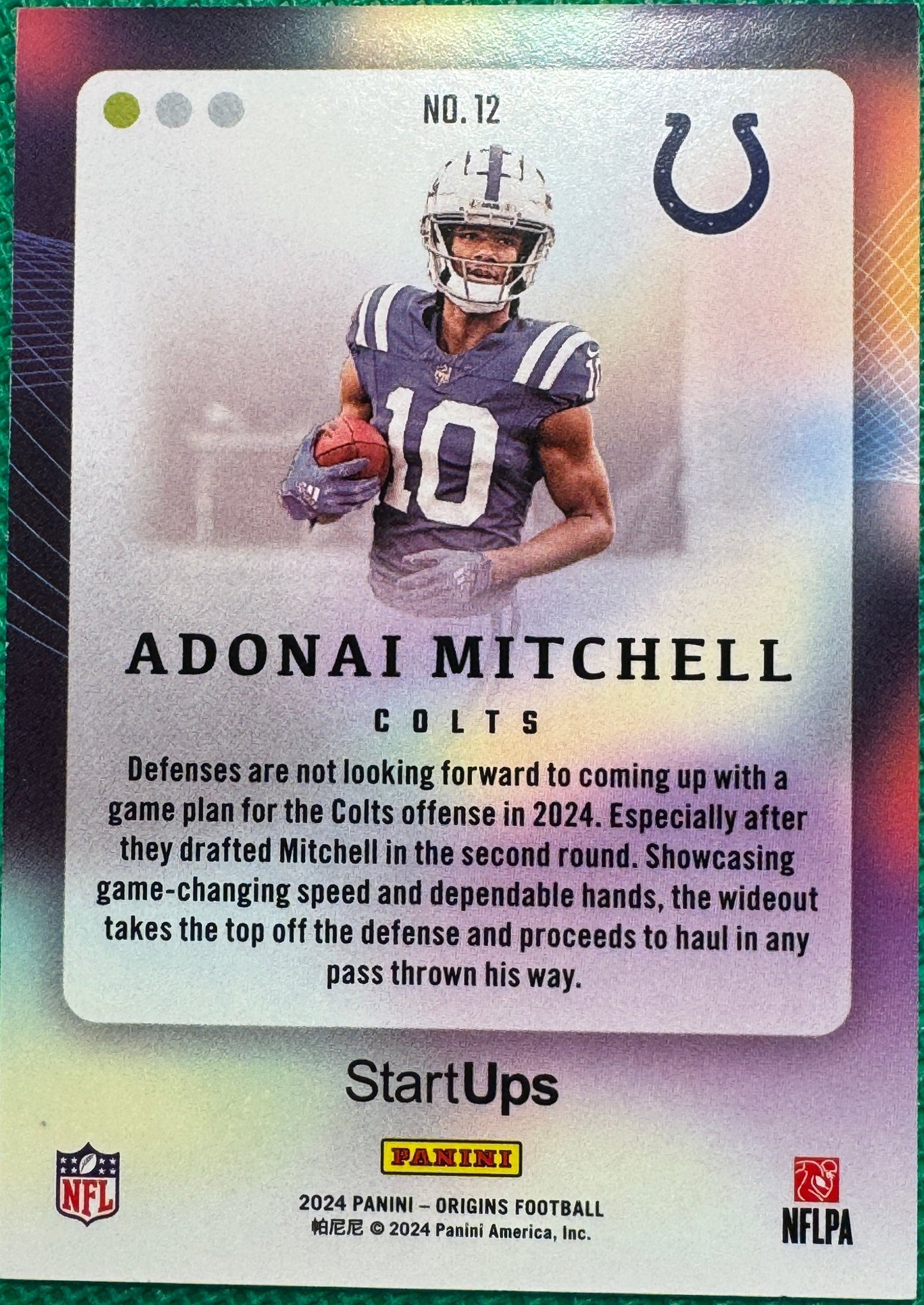 2024 Panini Origins Adonai Mitchell #72 Colts RC StartUps