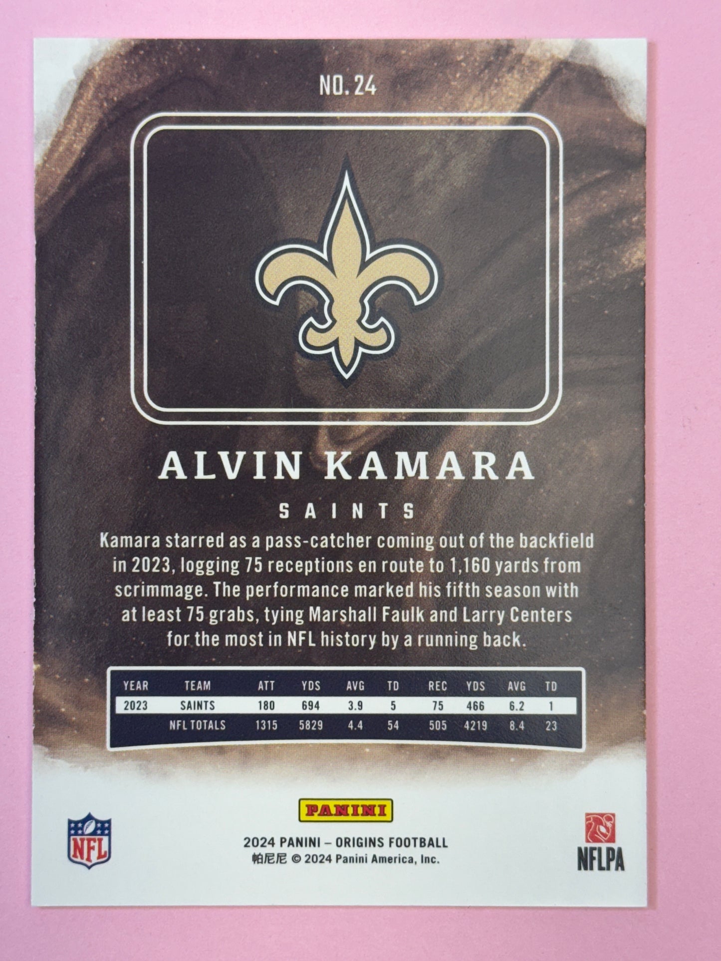 2024 Panini Origins Football Alvin Kamara #24 Saints Rookie Card