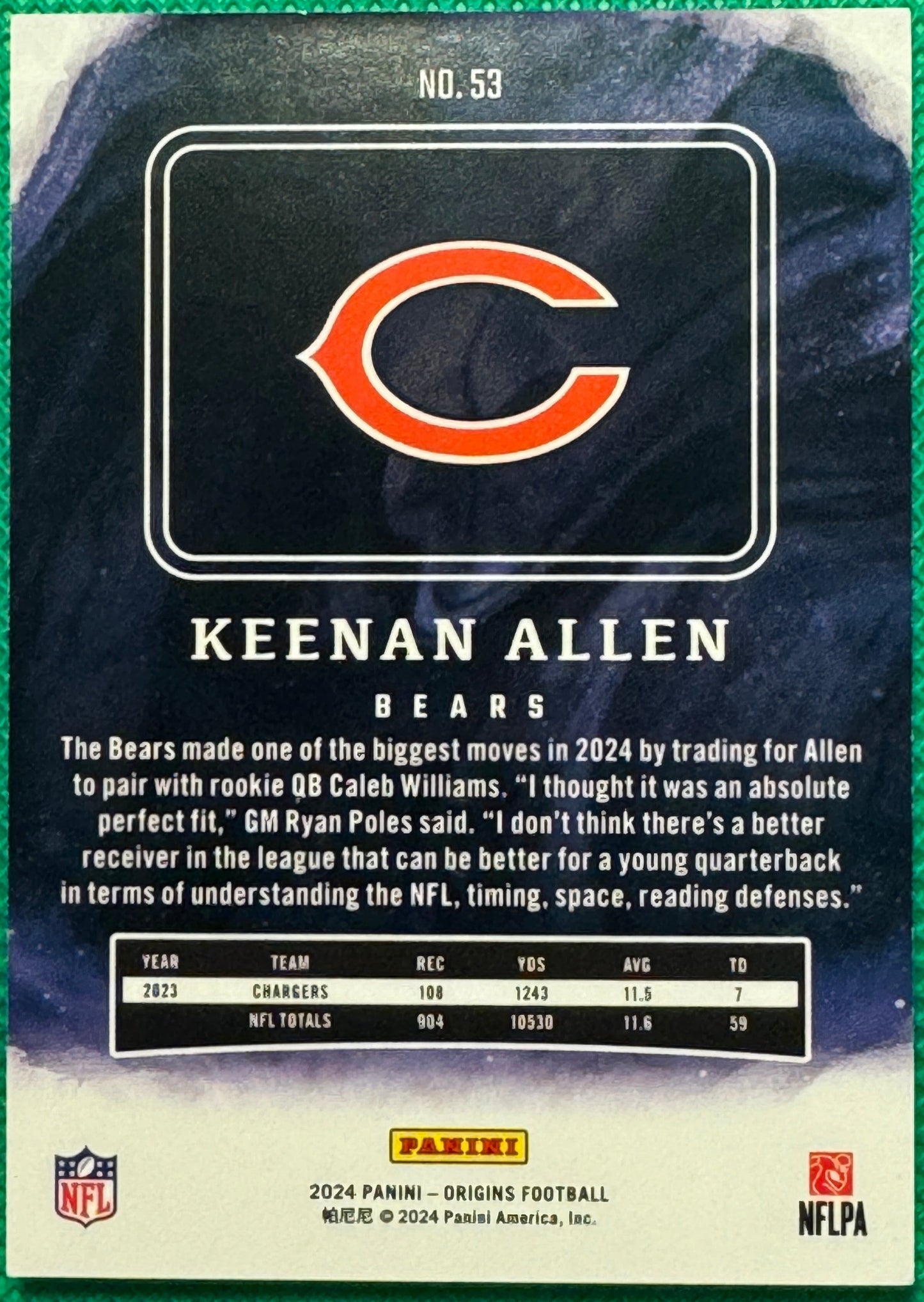 2024 Panini Origins Football Keenan Allen #53 Bears Red 20/149