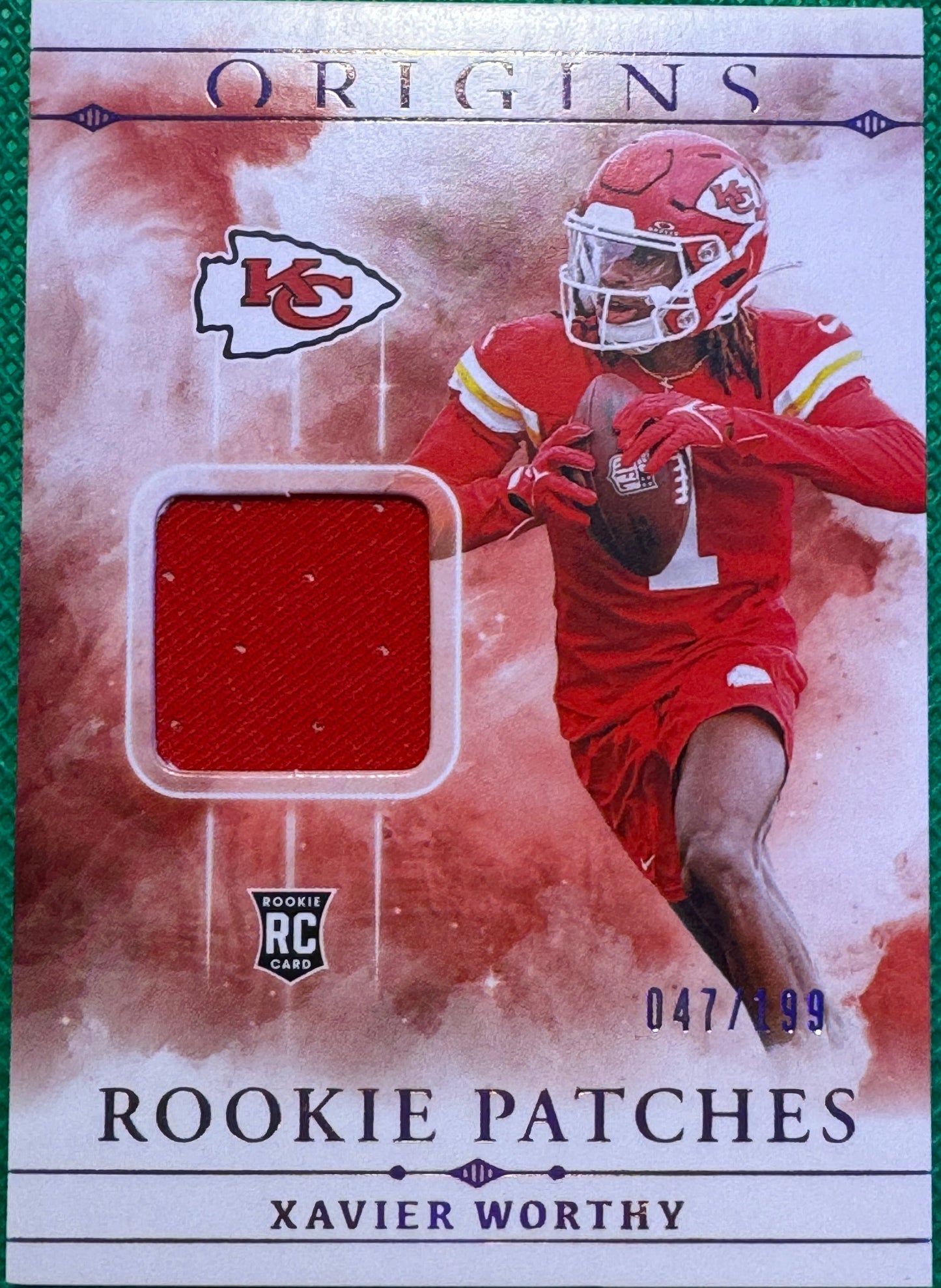 2024 Panini Origins Football Xavier Worthy #RPT-XWO Chiefs Rookie Patches 47/199