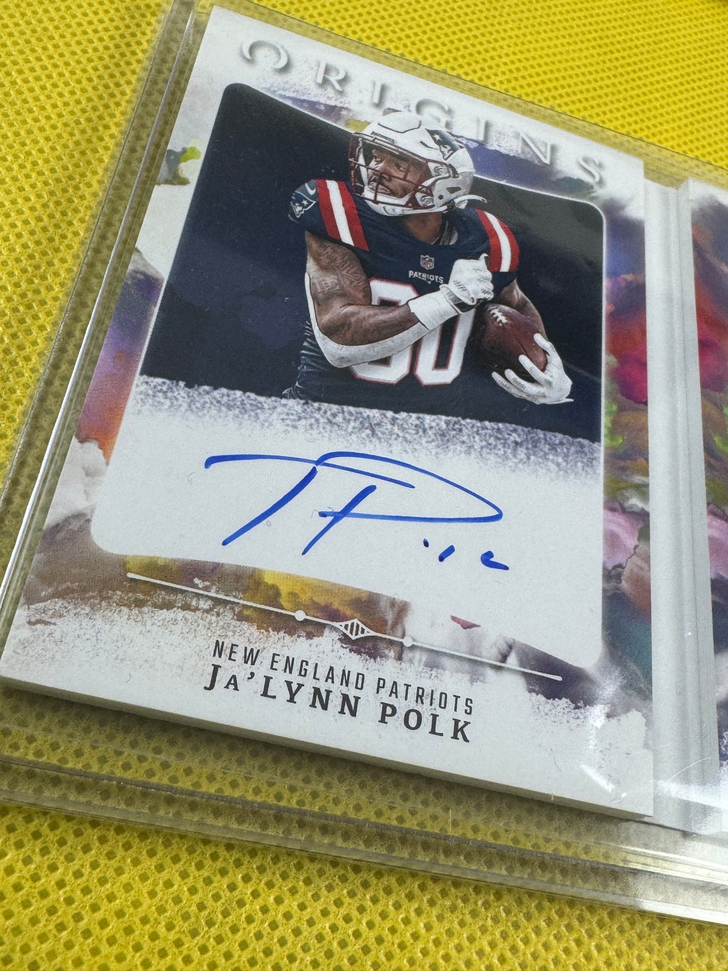 2024 Panini Origins Ja'lynn Polk #-RBO-JPO Patriots RC Auto/Patch Book 29/49