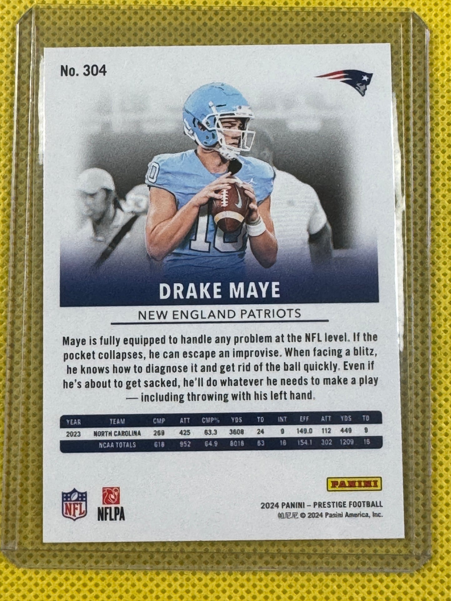 2024 Panini Prestige Football Drake Maye #304 Patriots RC Hyper Xtra Points