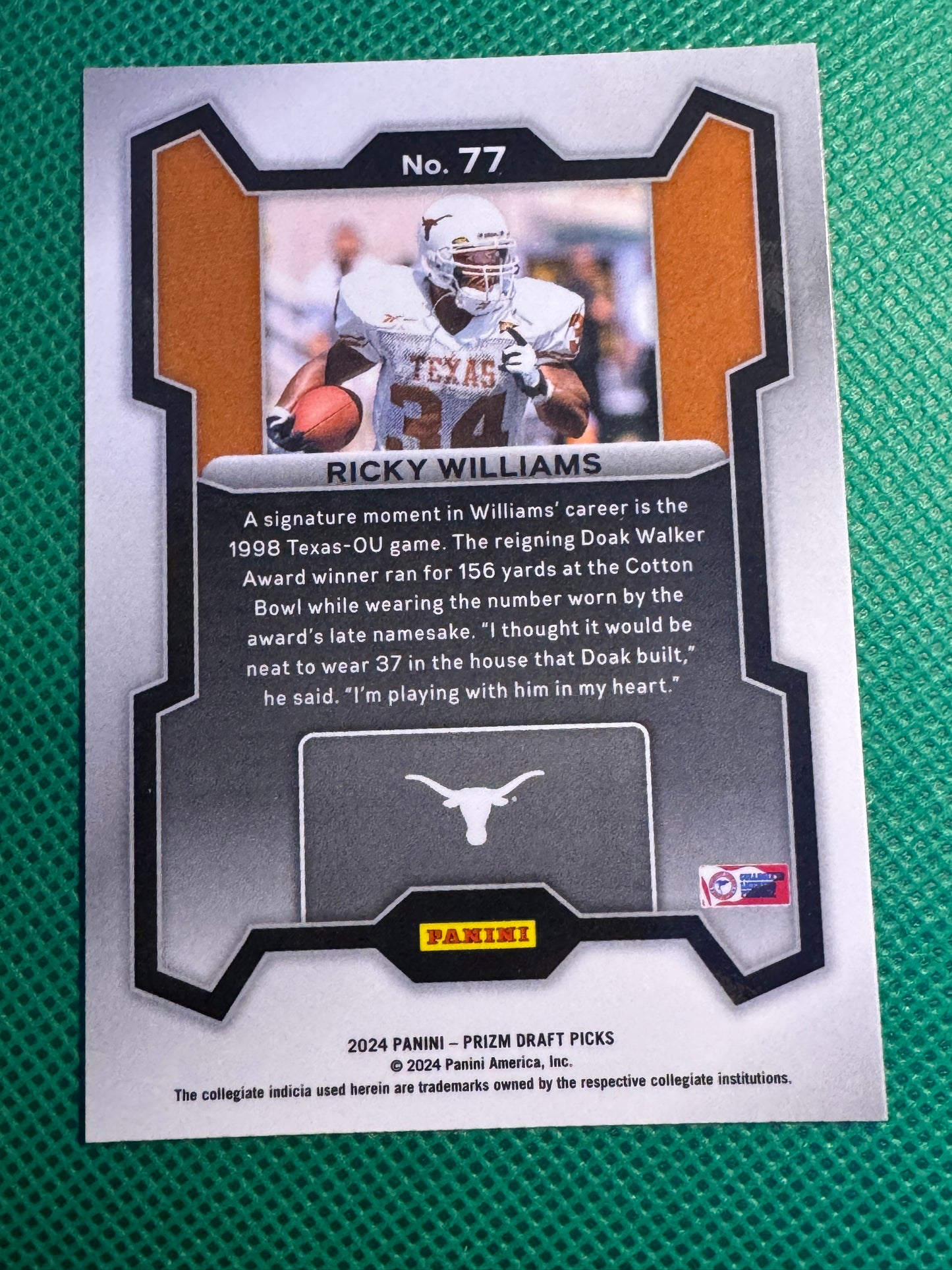 2024 Panini Prizm Draft Picks Ricky Williams #77 Longhorns