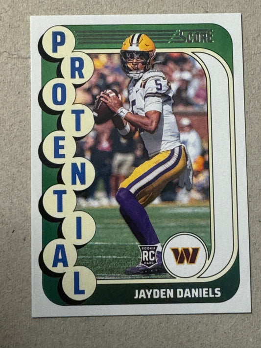 2024 Panini Score Football Jayden Daniels #3 Commanders RC Protential