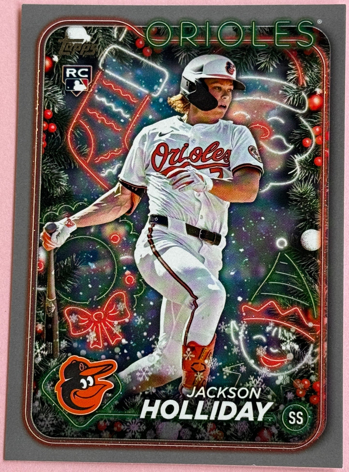 2024 Topps Baseball Holiday Jackson Holliday #H50 Orioles RC Silver Glitter