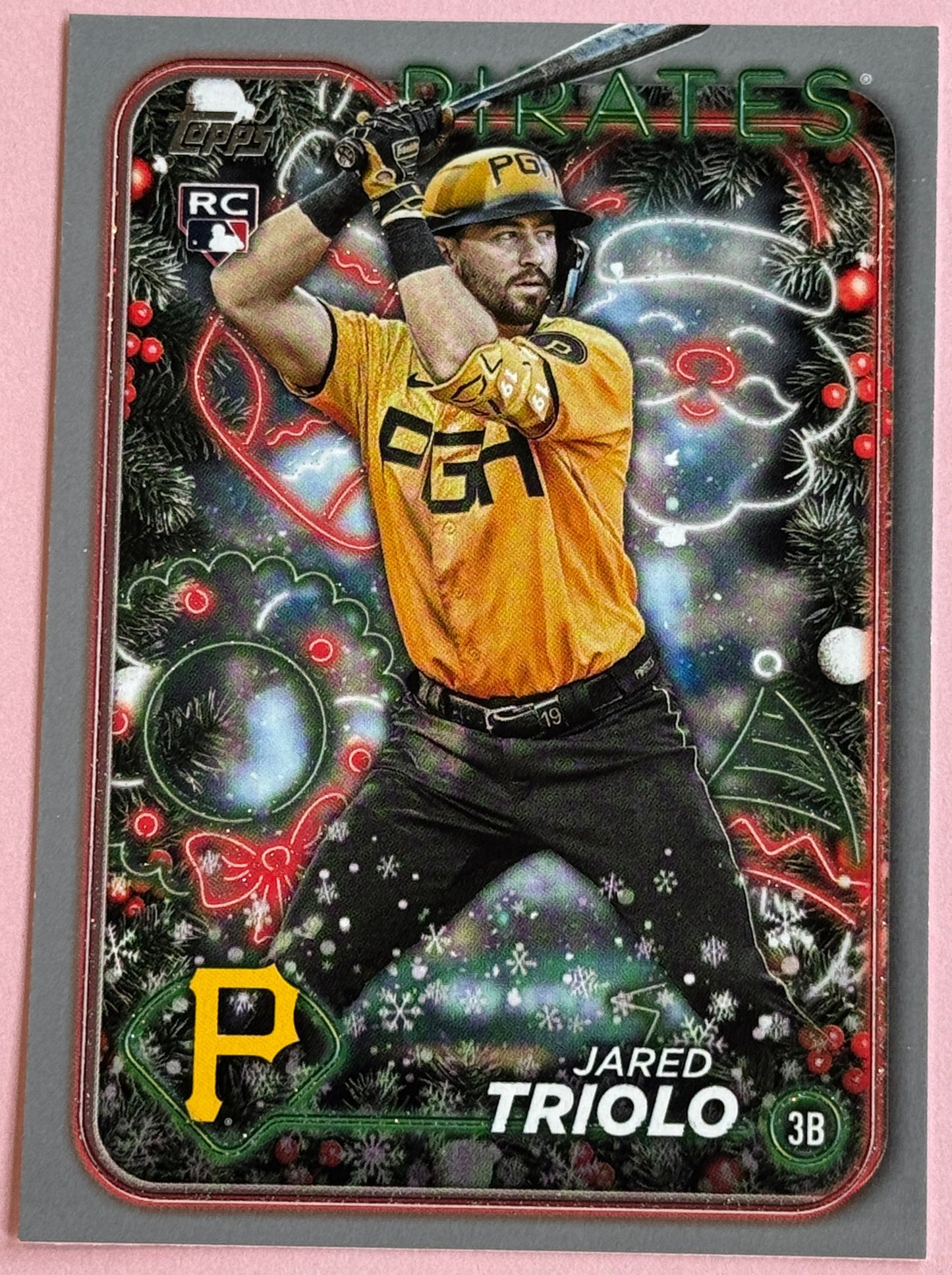 2024 Topps Baseball Holiday Jared Triolo #H188 Pirates RC Silver Glitter