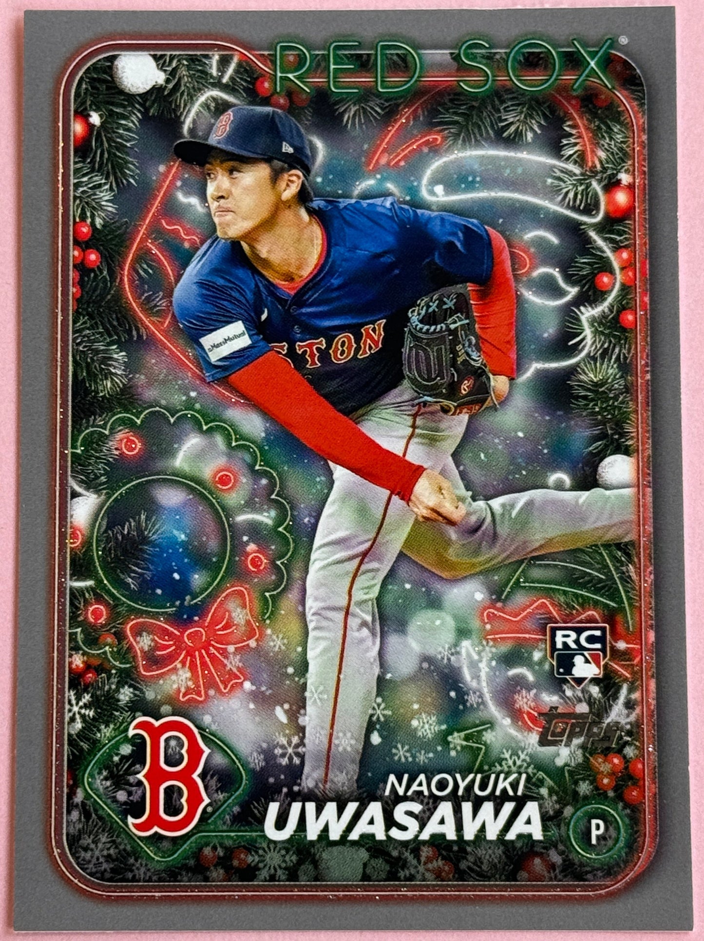 2024 Topps Baseball Holiday Naoyuki Uwasawa #H37 Red Sox RC Silver Glitter