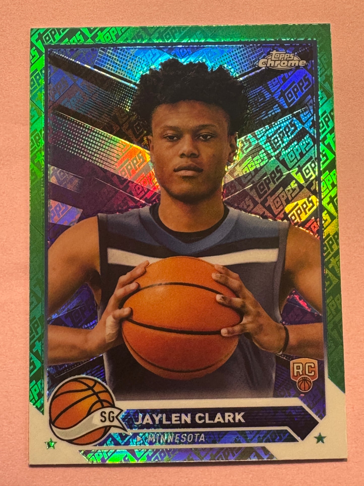 2024 Topps Chrome Basketball Jaylen Clark #49 Rockets RC green variation