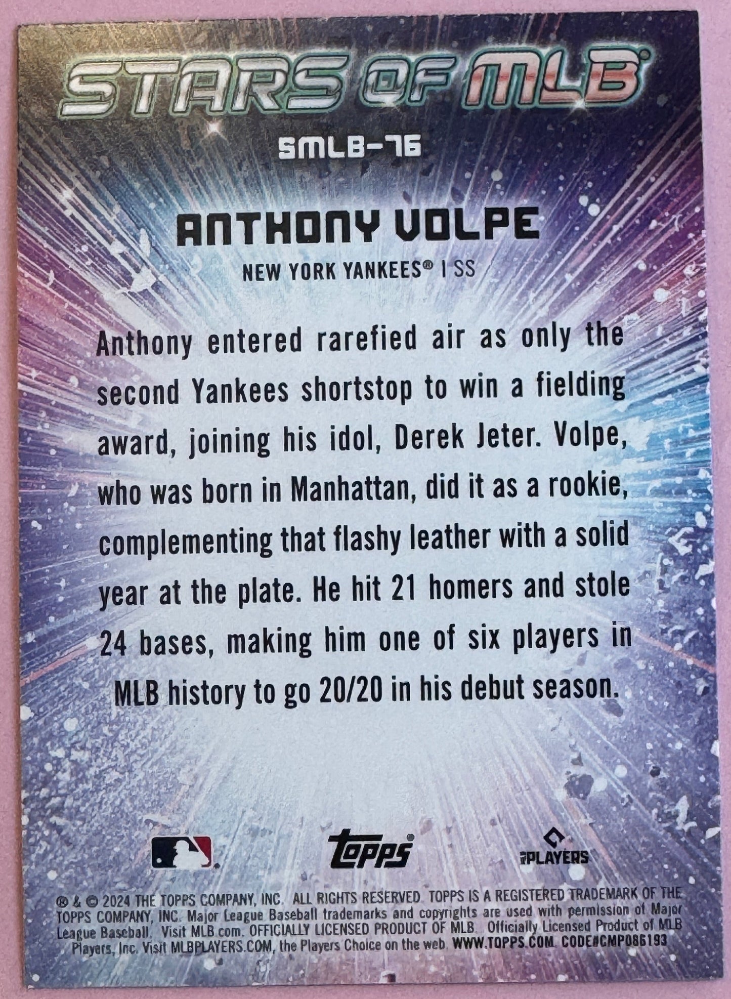 2024 Topps Update Anthony Volpe #SMLB-76 Yankees Stars of MLB