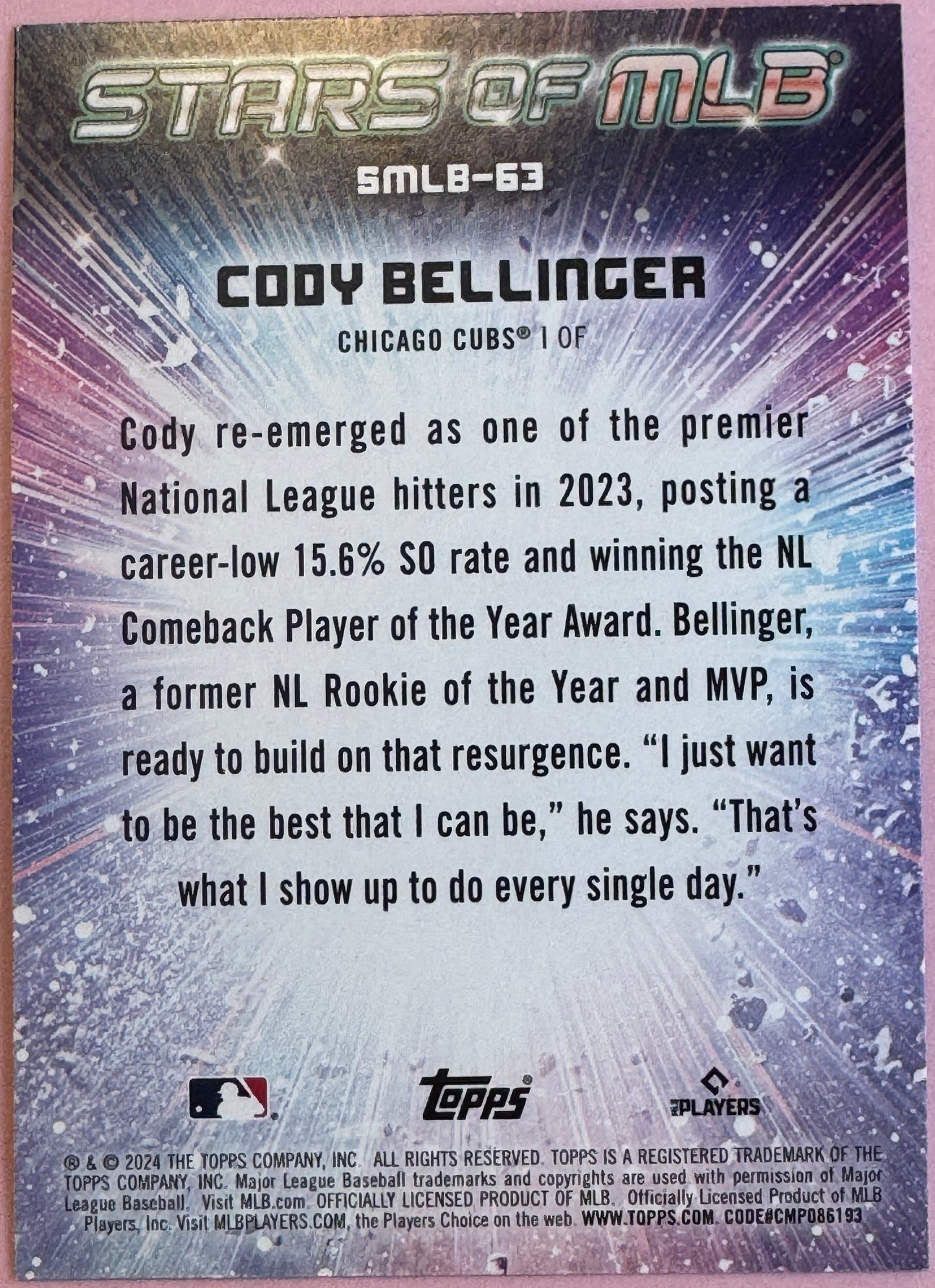 2024 Topps Update Cody Bellinger SMLB-63 Cubs Stars of MLB