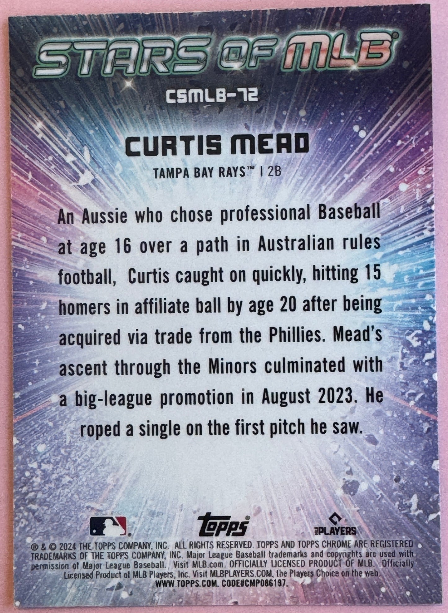 2024 Topps Update Curtis Mead SMLB-72 Rays Stars of MLB