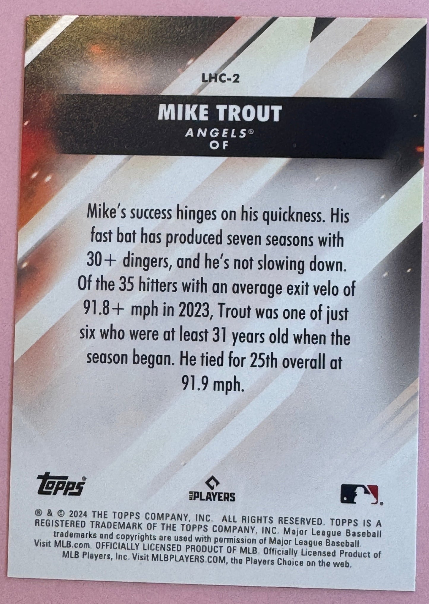 2024 Topps Update Mike Trout LHC-2 Angels Let him cook