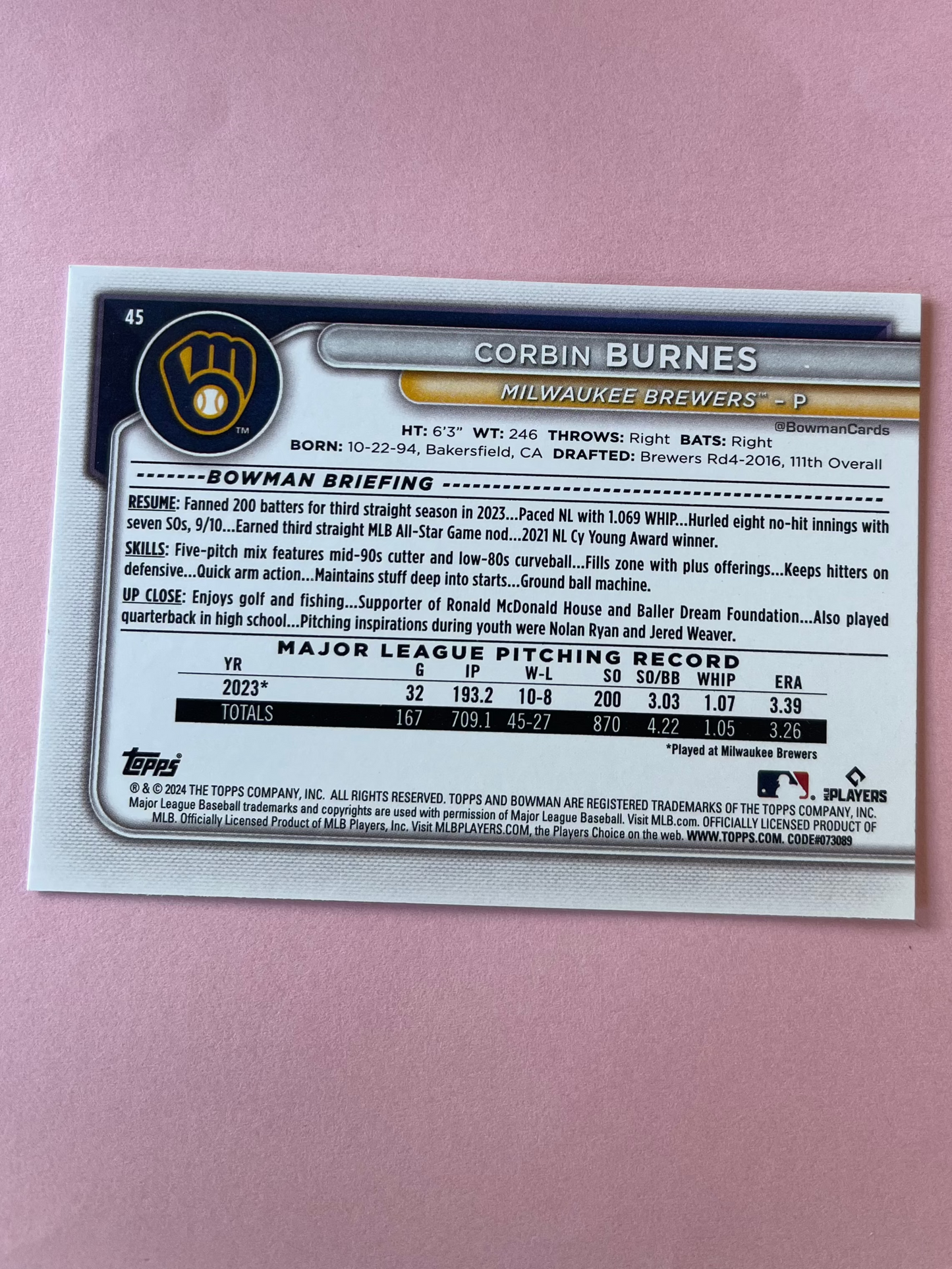 2024 Topps | Bowman | MLB | Christian Yelich No.34 | Brewers