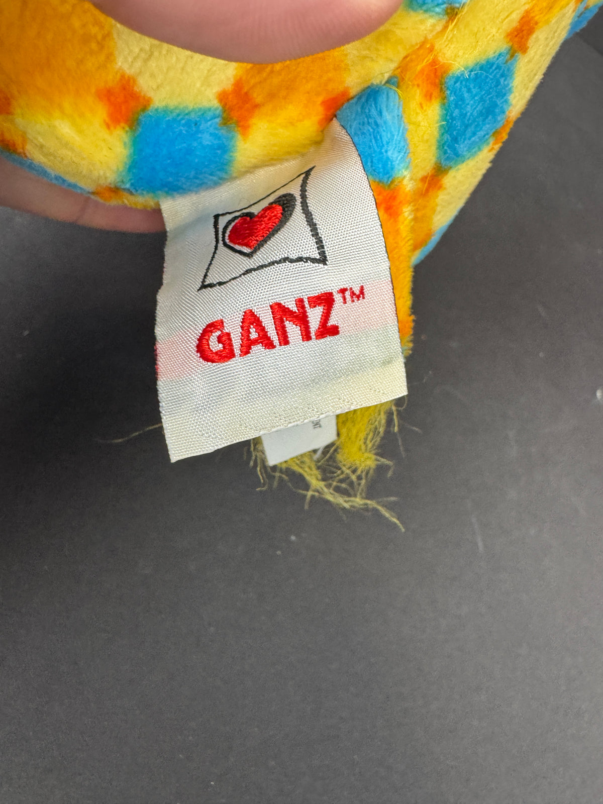 573 - GANZ Stella Plush Stuffed Elephant Yellow Blue Orange Diamond Pattern Webkinz type amazing world