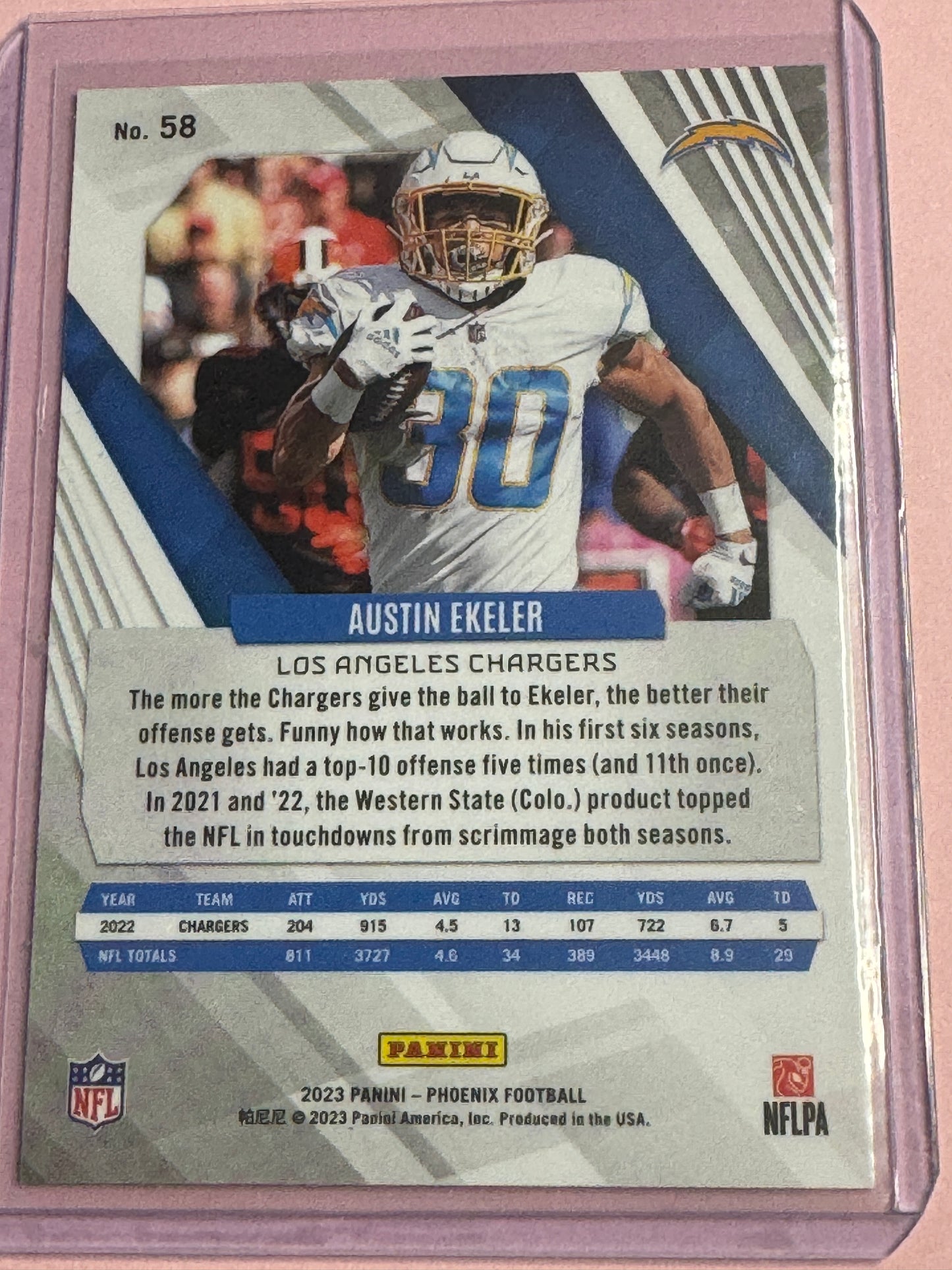 23 Panini Phoenix NFL Austin Ekeler #58 Chargers Silver Seismic