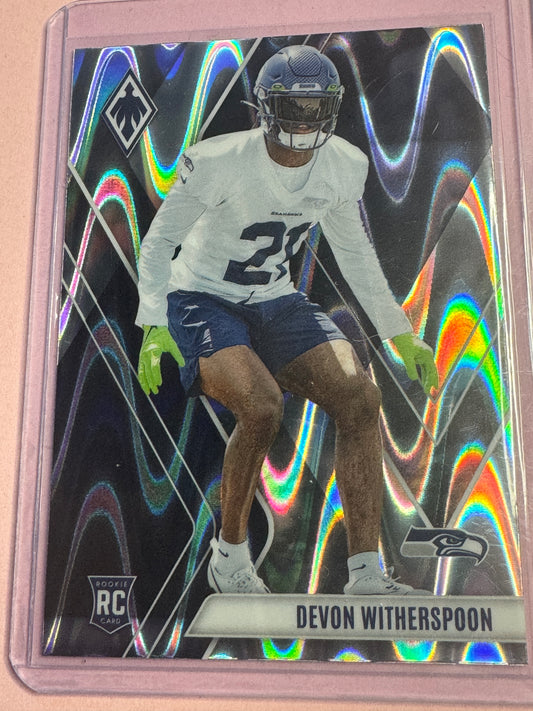 23 Panini Phoenix NFL Devon Witherspoon #145 Seahawks RC Silver Seismic