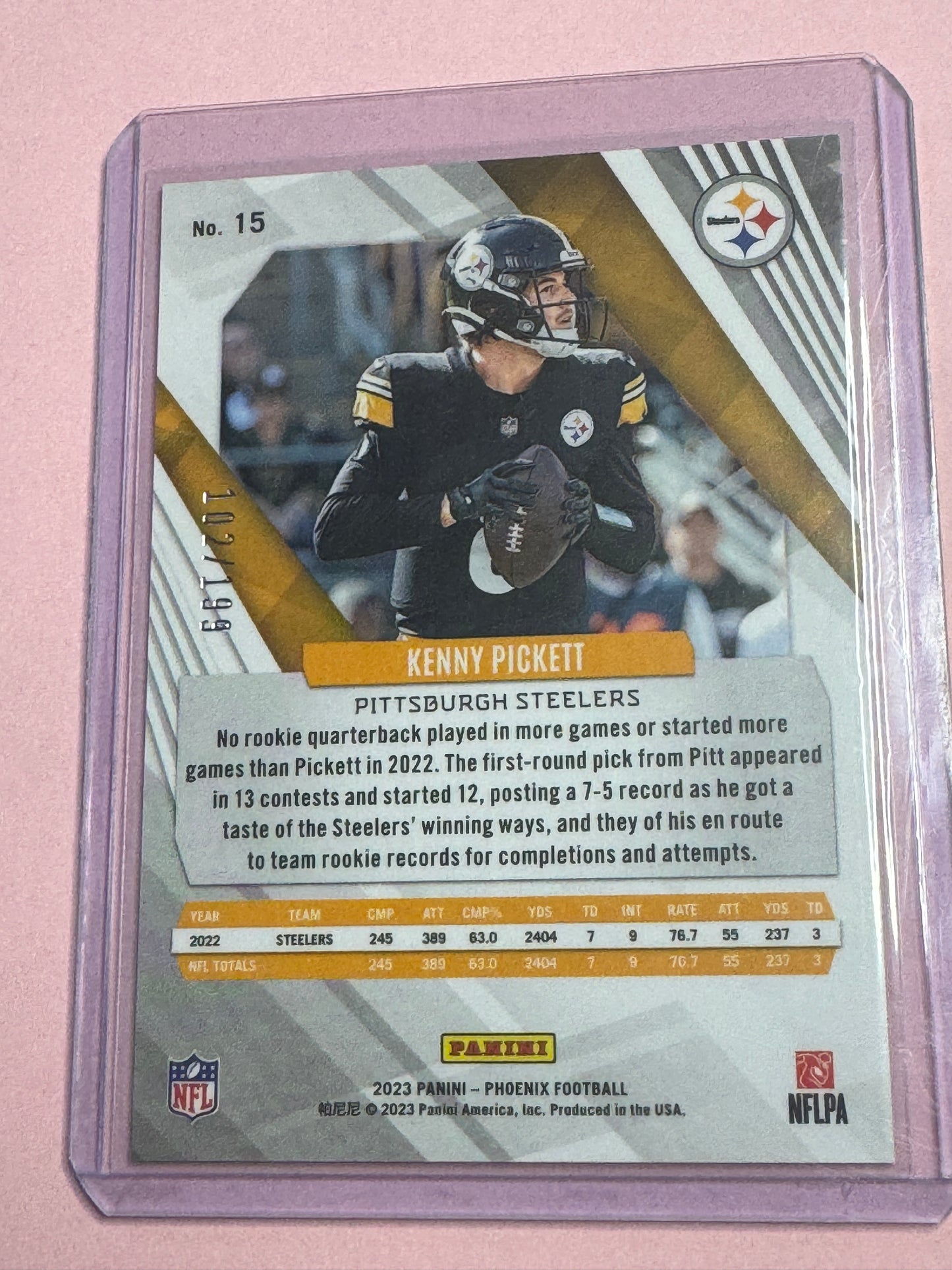 23 Panini Phoenix NFL Kenny Pickett #15 Steelers