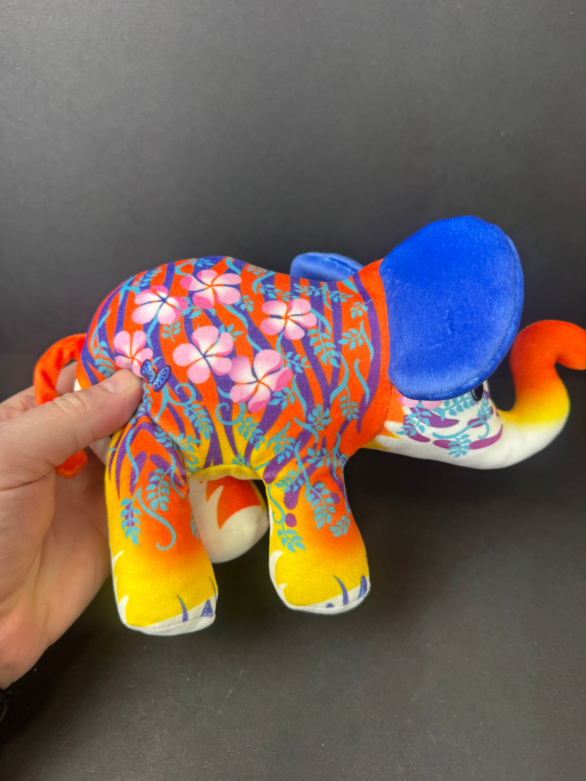 543 - Pop Art Soft Tiger Plush Animal Blue Orange Mystery Elephant Flower Stripes