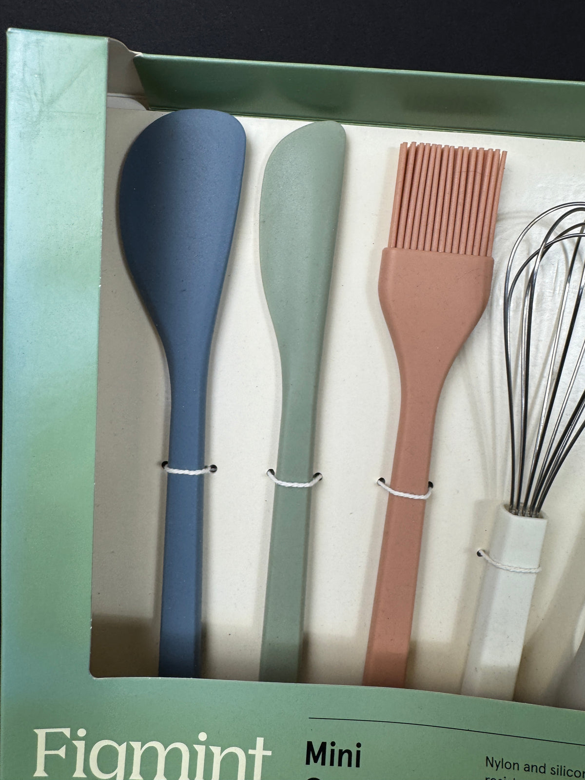 Figmint Mini Cooking Utensil Set 5pc Spatula Spoon Whisk Tongs Brush