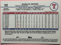 2024 Tops | Chrome | Baseball | Marcus Semien #102 | Rangers