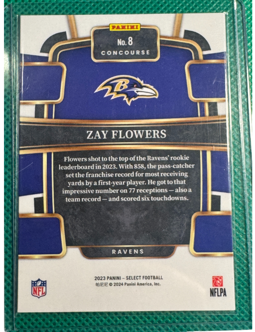 2023 Panini Select Football Zay Flowers #8 Ravens  RC