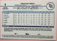 2024 Tops | Chrome | Baseball | Tristan Gray #8 | Rays | Rookie Card