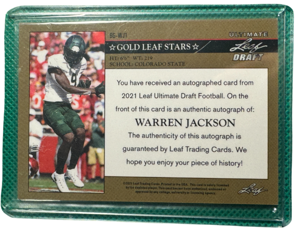 2021 Leaf Football Warren Jackson BG-WJ1 WR Auto /10