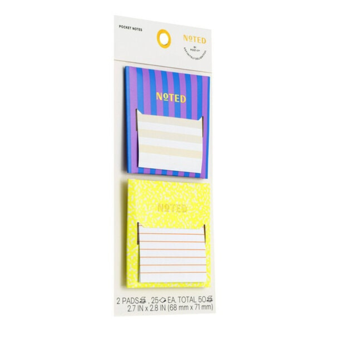Noted by Post-it Pocket Notes, Multi-Color 2 Sticky Notes Pads