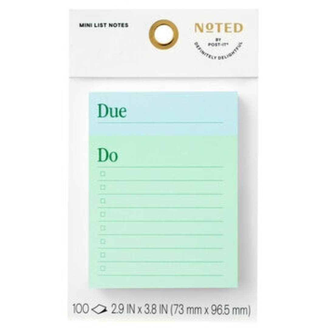 Noted by Post-it Mini List Notes, Blue and Green Sticky