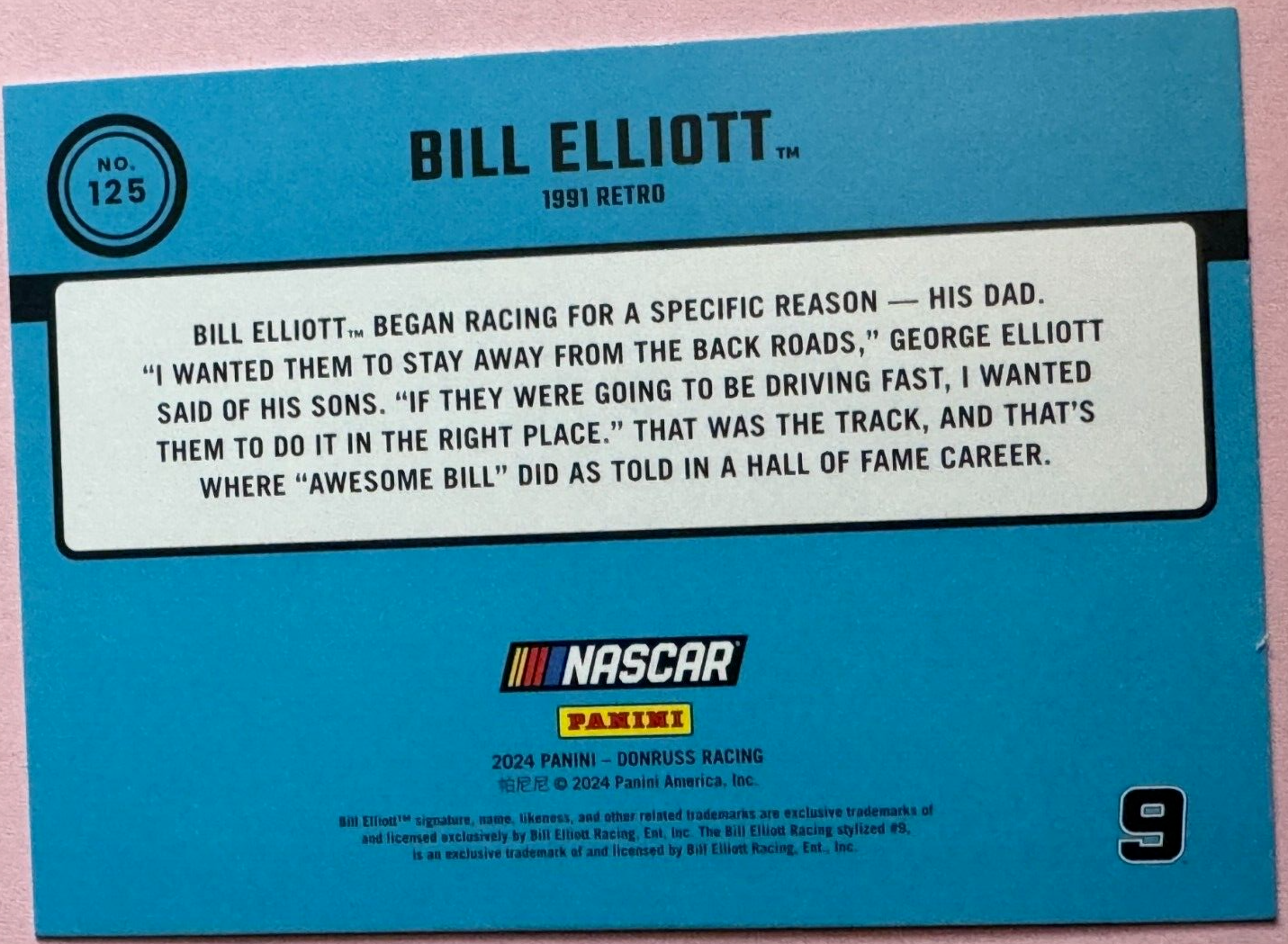 2024 Panini Donruss Racing |  Bill Elliott #125 | Retro 91