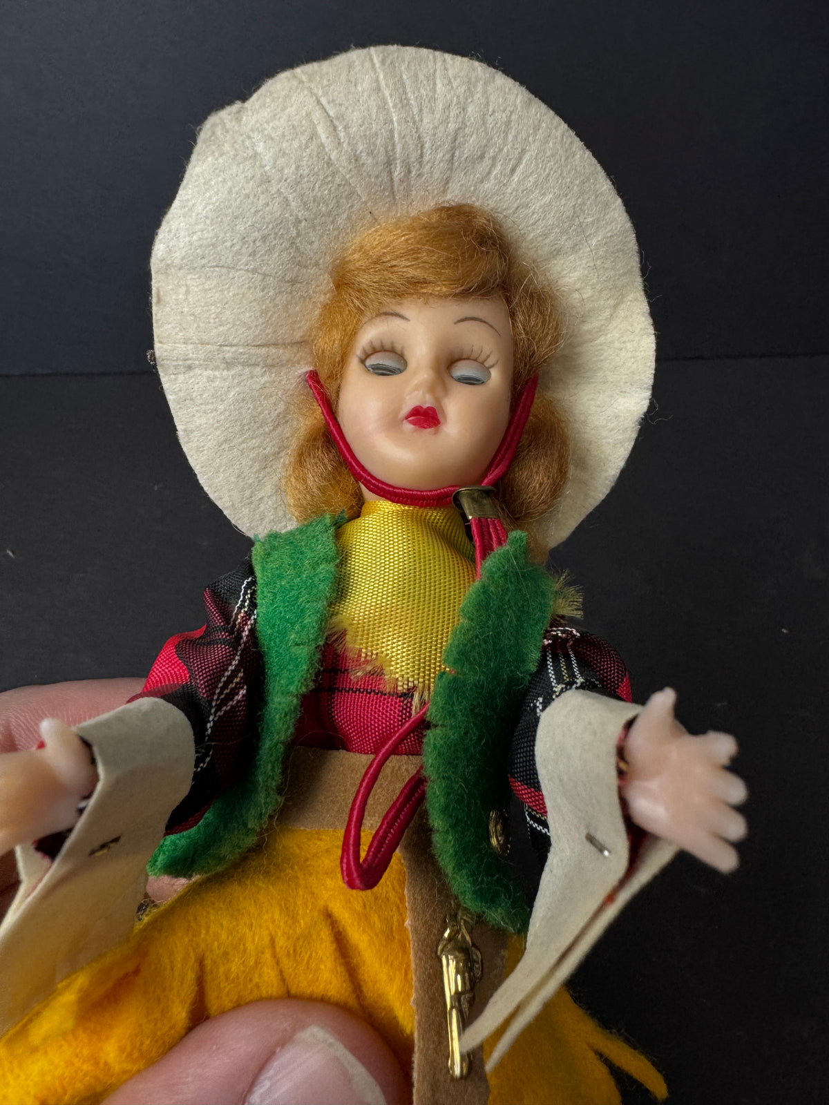 285 - Vintage Plastic Doll Cowgirl Western Sleep Eyes Girl