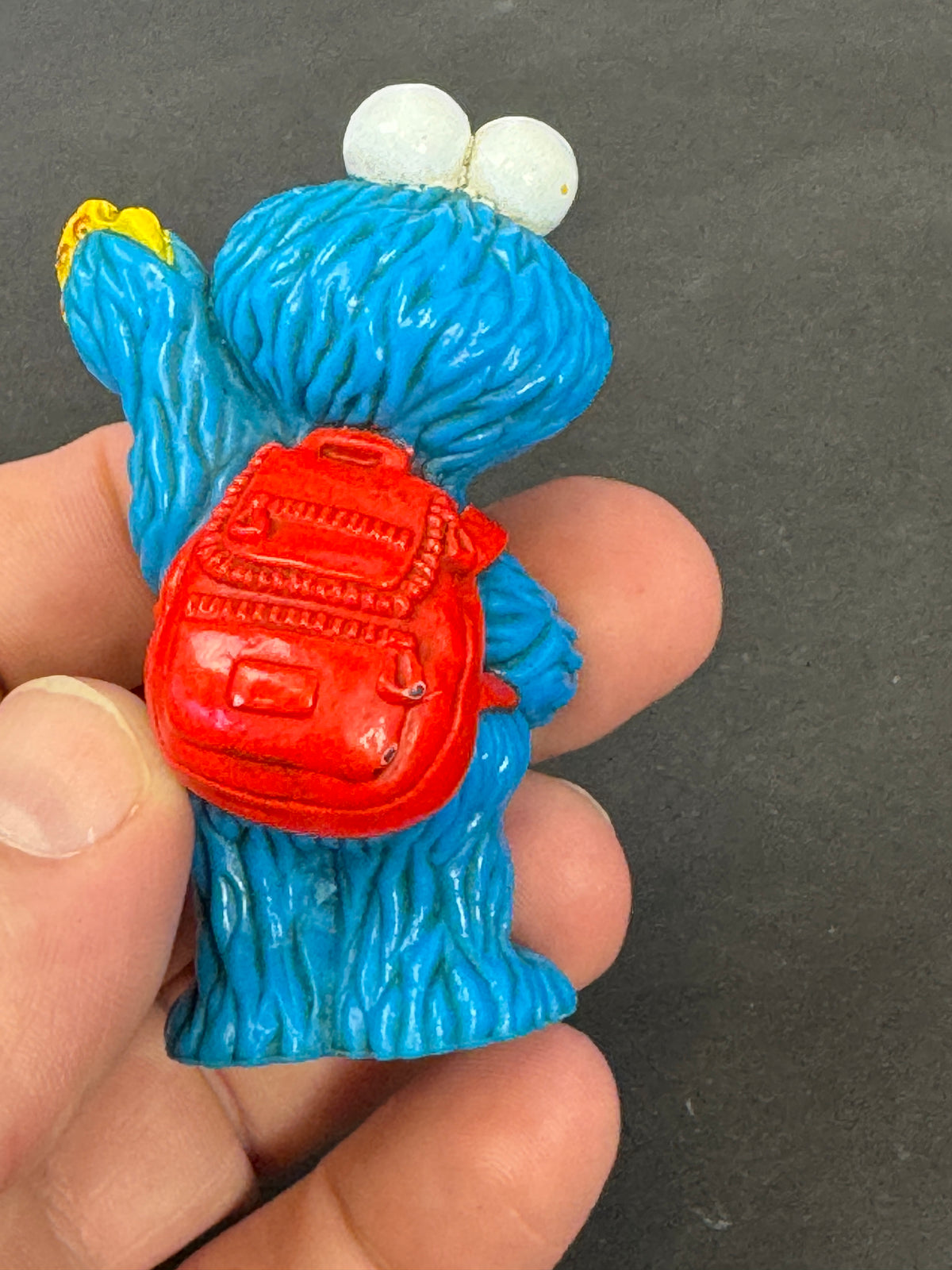615 - 1980s? SESAME Street COOKIE MONSTER with Red backpack Applause PVC Henson