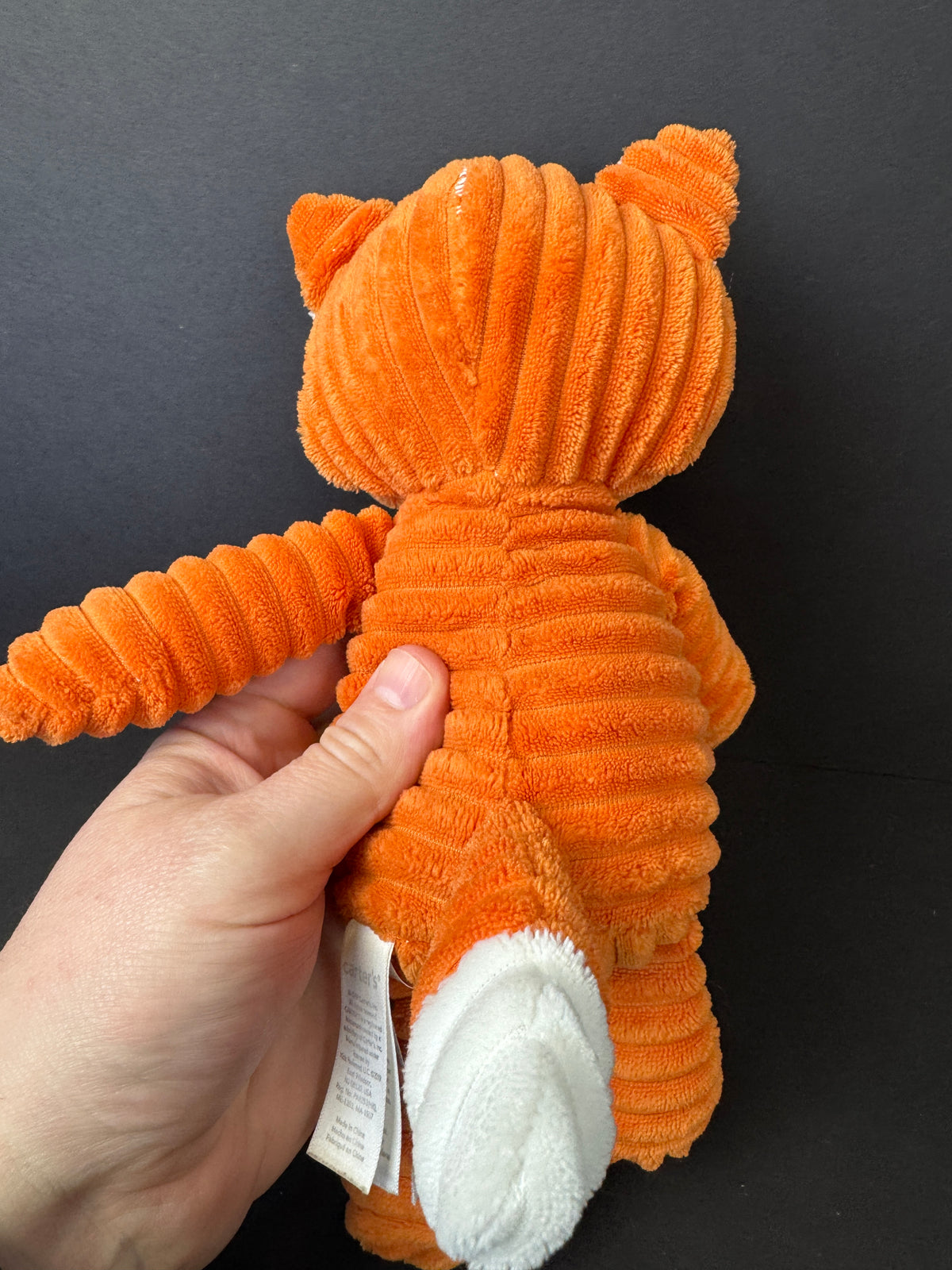 557 - Carter's Orange Fox Textured Corduroy Ribbed Plush