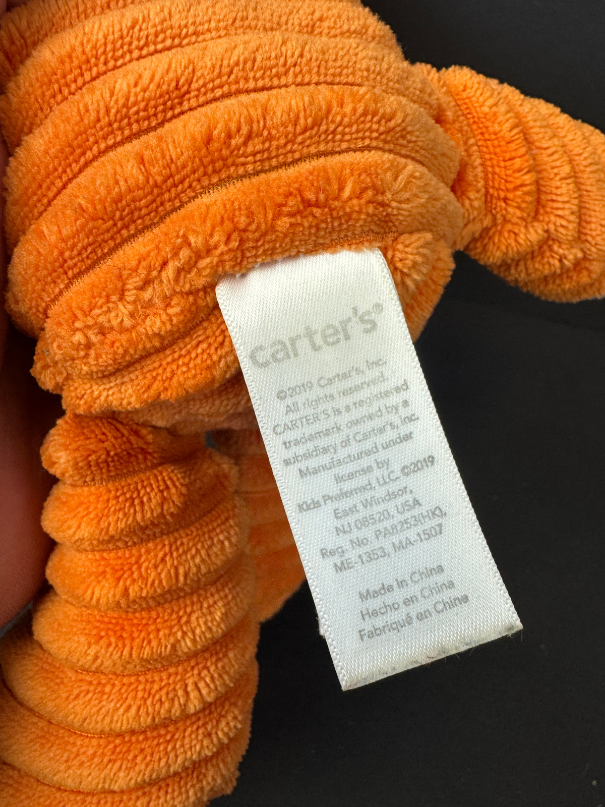 557 - Carter's Orange Fox Textured Corduroy Ribbed Plush