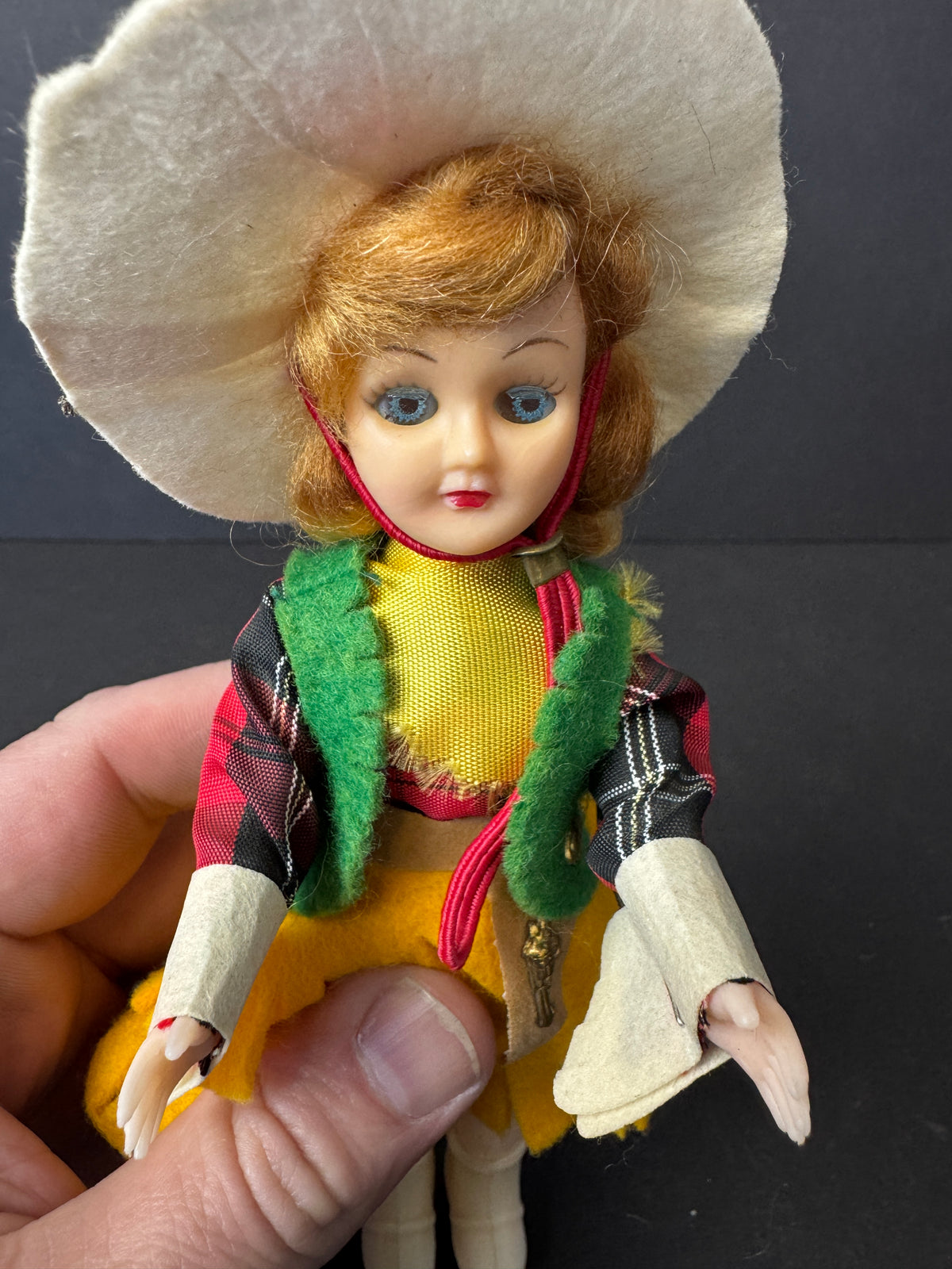 285 - Vintage Plastic Doll Cowgirl Western Sleep Eyes Girl