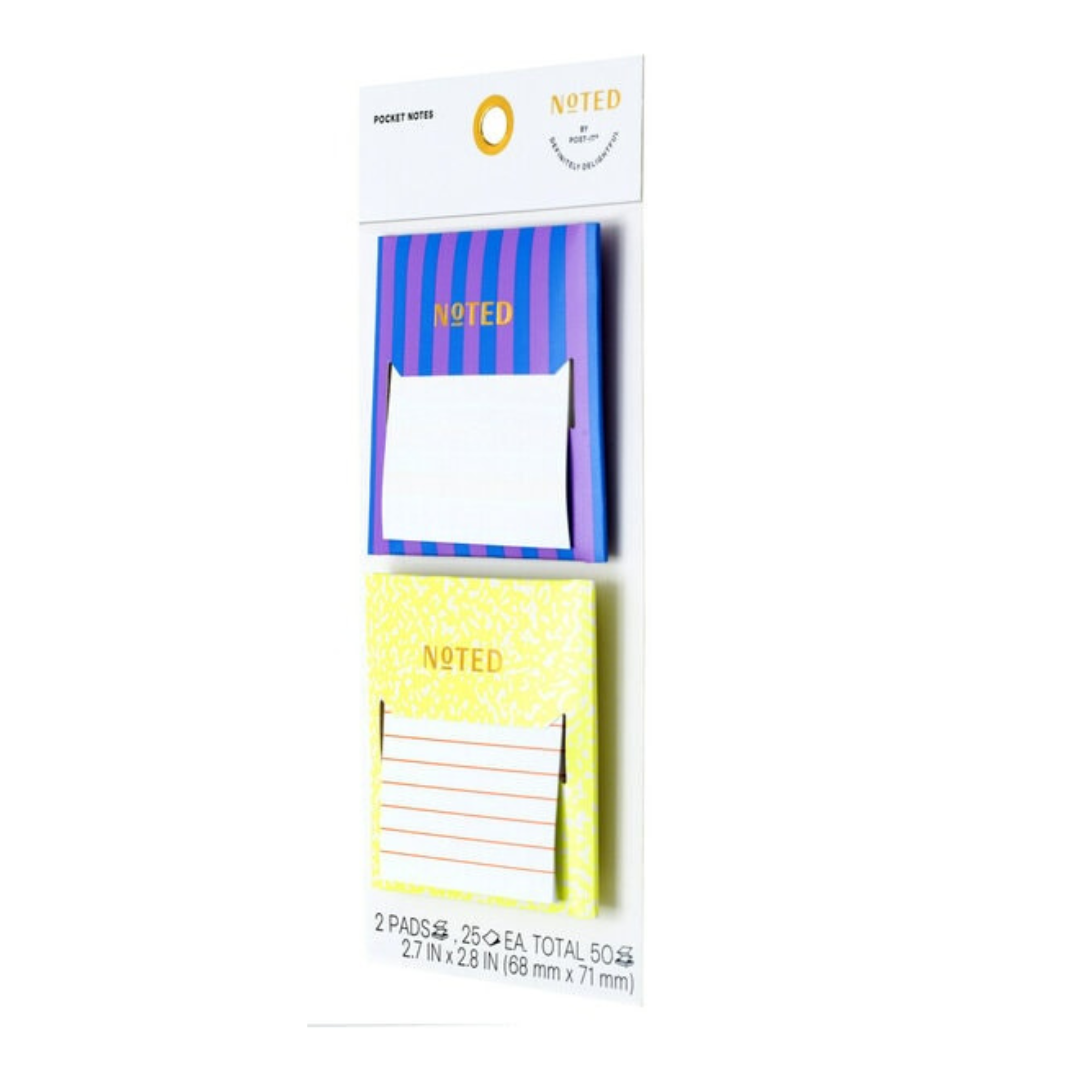 Noted by Post-it Pocket Notes, Multi-Color 2 Sticky Notes Pads