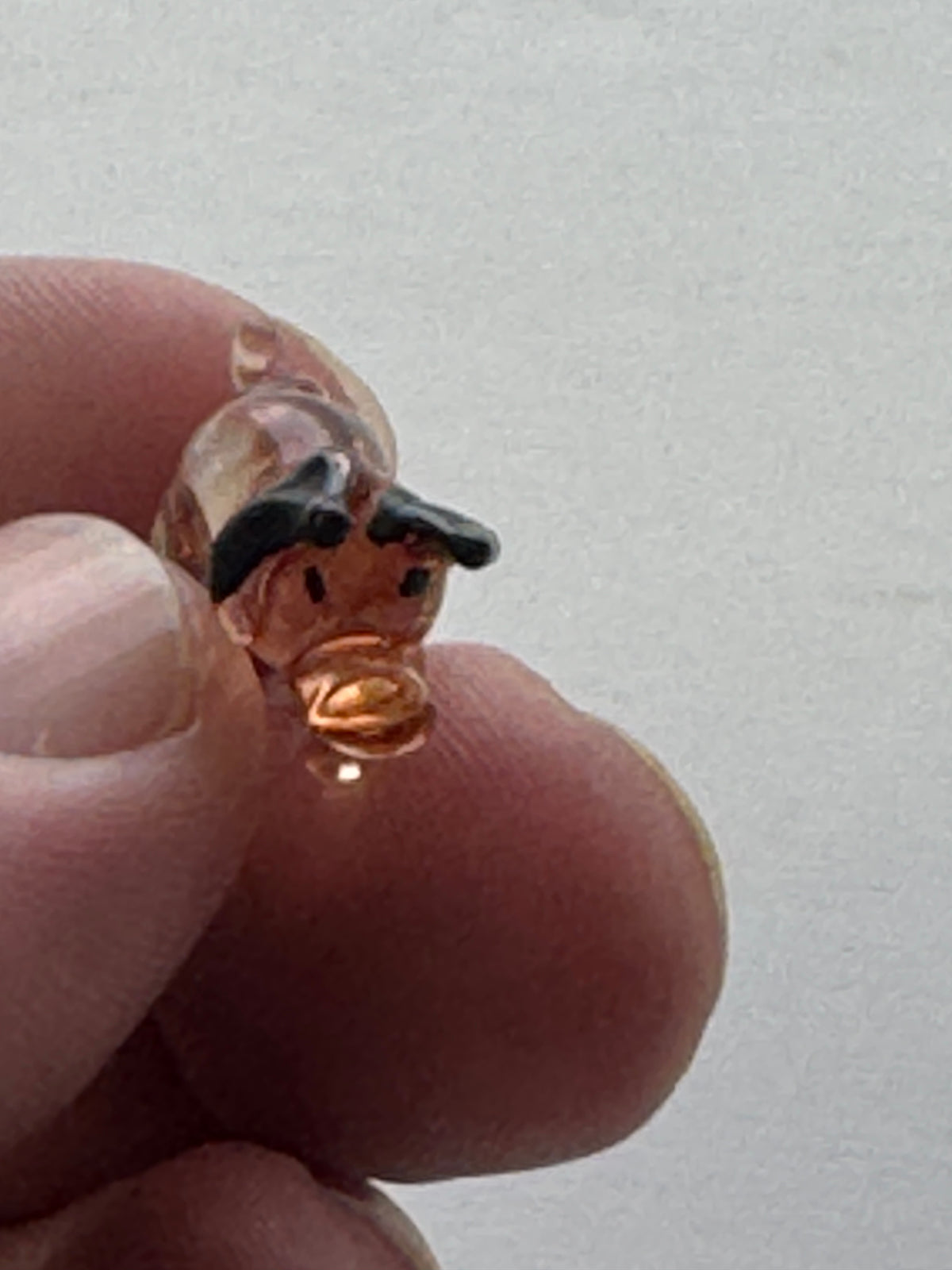 518 - Hand Blown Art Glass Pig Figurine Miniature Pink Pig