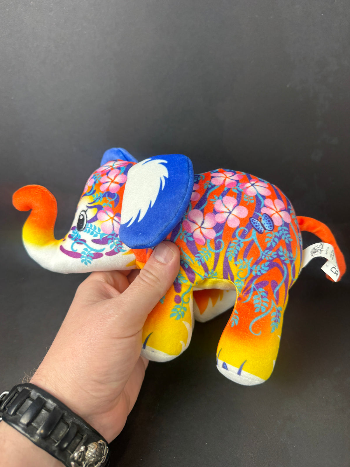 543 - Pop Art Soft Tiger Plush Animal Blue Orange Mystery Elephant Flower Stripes