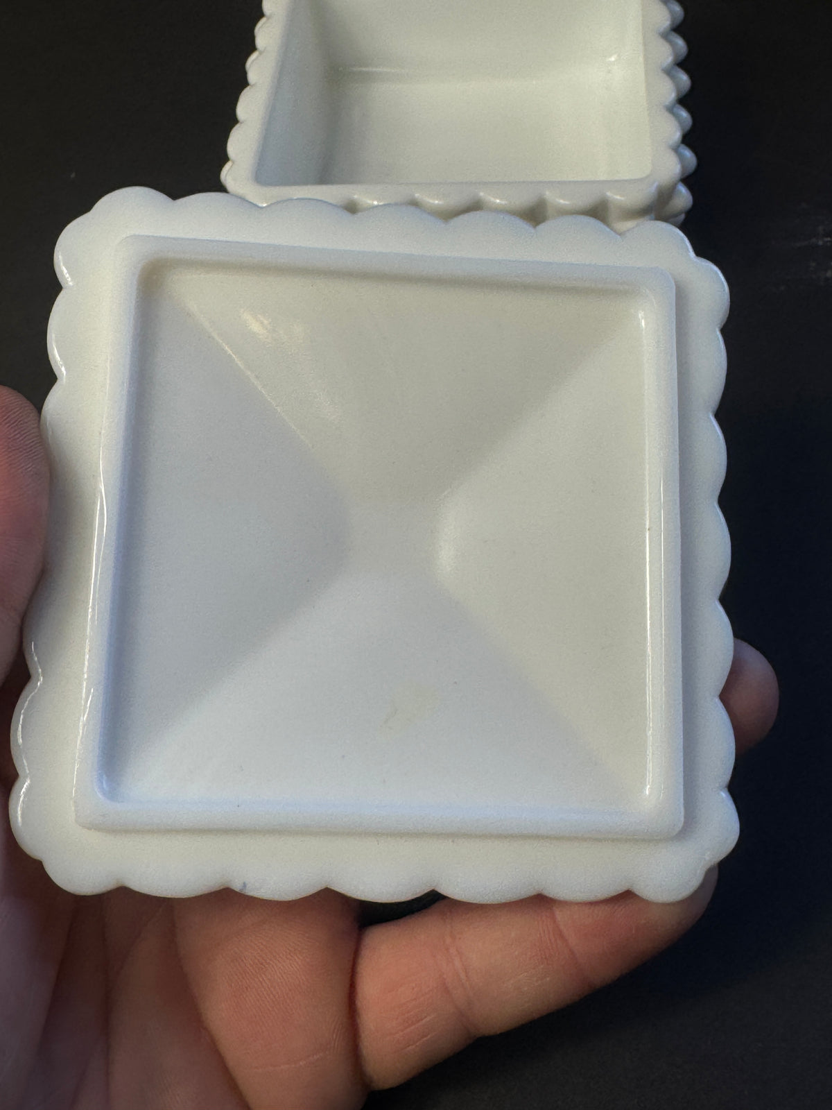 Vintage Fenton White Hobnail Trinket Dish With Cover