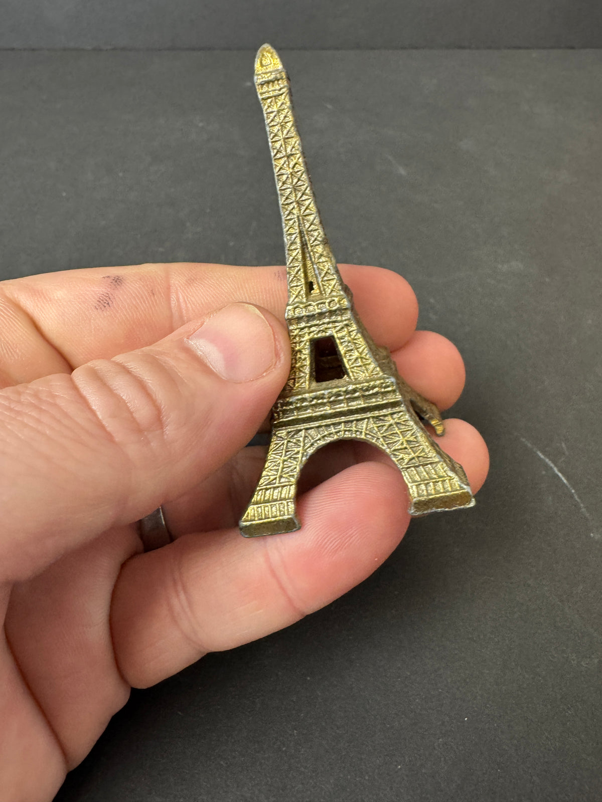 501 - bundle - Vintage Brass looking Doe Figure, Eiffel Tower Souvenir