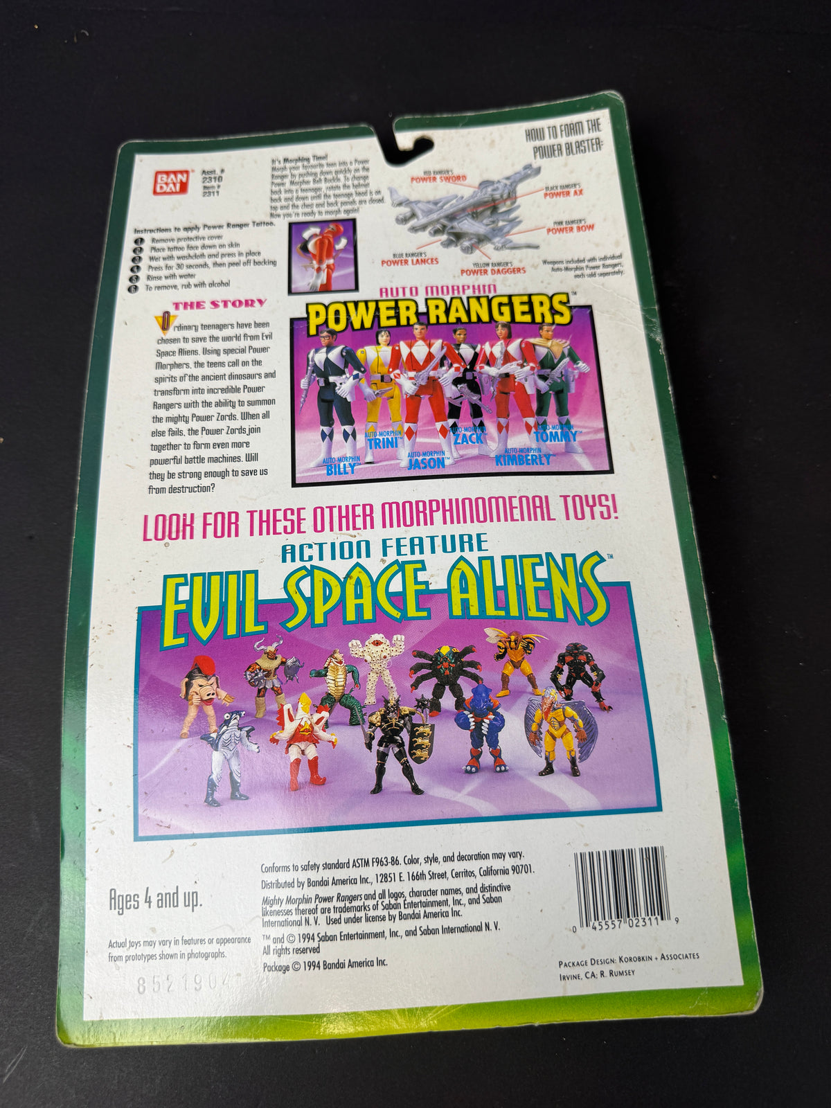 Vintage Bandai Auto Mighty Morphin Power Rangers Jason Red  Figure 1994