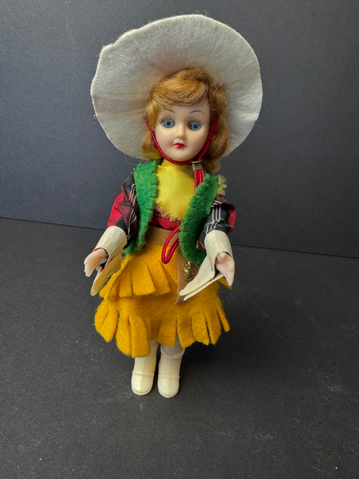 285 - Vintage Plastic Doll Cowgirl Western Sleep Eyes Girl