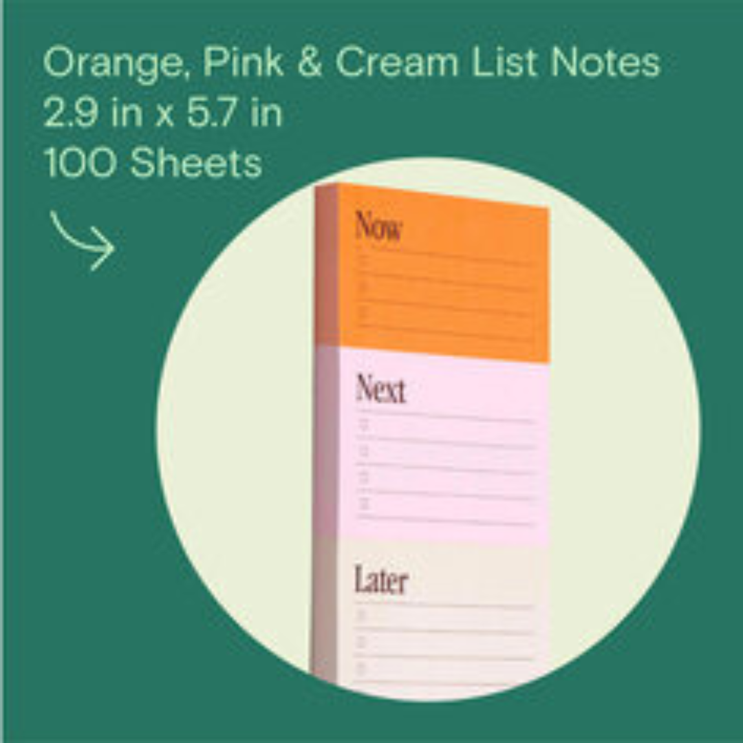 Noted by Post-it List Notes, Orange, Pink & Cream Sticky Notes