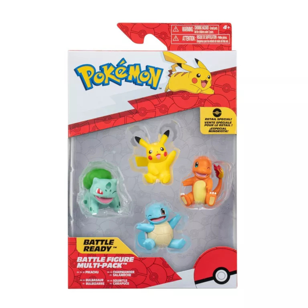 Pokemon Battle Figure Multipack - Pikachu, Bulbasaur, Charmander, & Squirtle