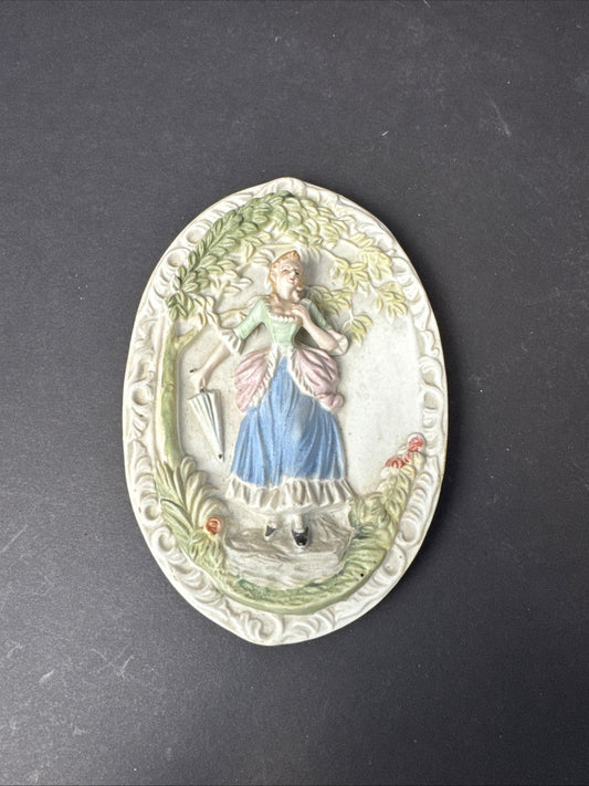 422 - Occupied Japan 3-D porcelain wall plaque hand painted