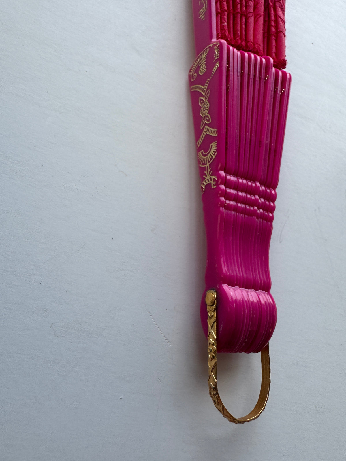 524 - Pink Large Lace Floral Folding Hand Held Plastic Chinese Fan
