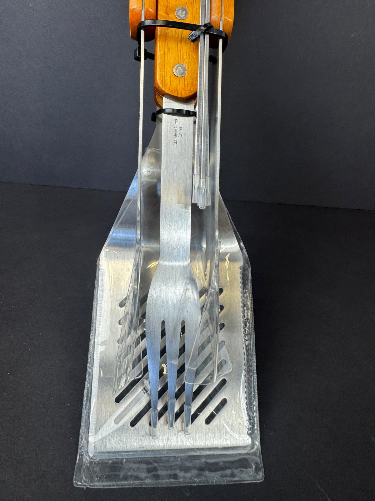 Grilling Tool Set Utensils 7 Stainless Steel/wood Handles Tongs Spatula Fork