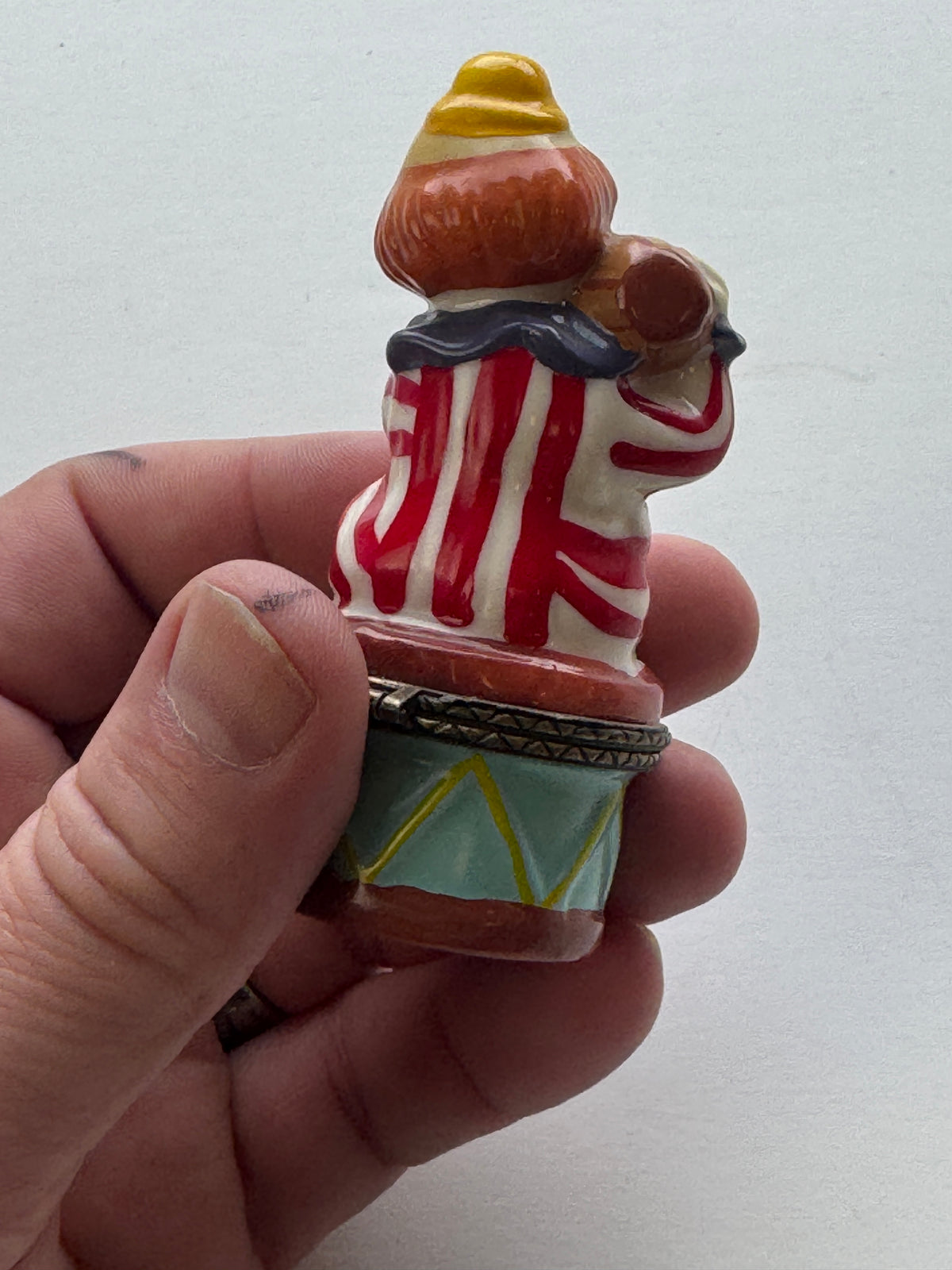 520 - VINTAGE Style Clown Figural Hinged Trinket Box Circus Collectible